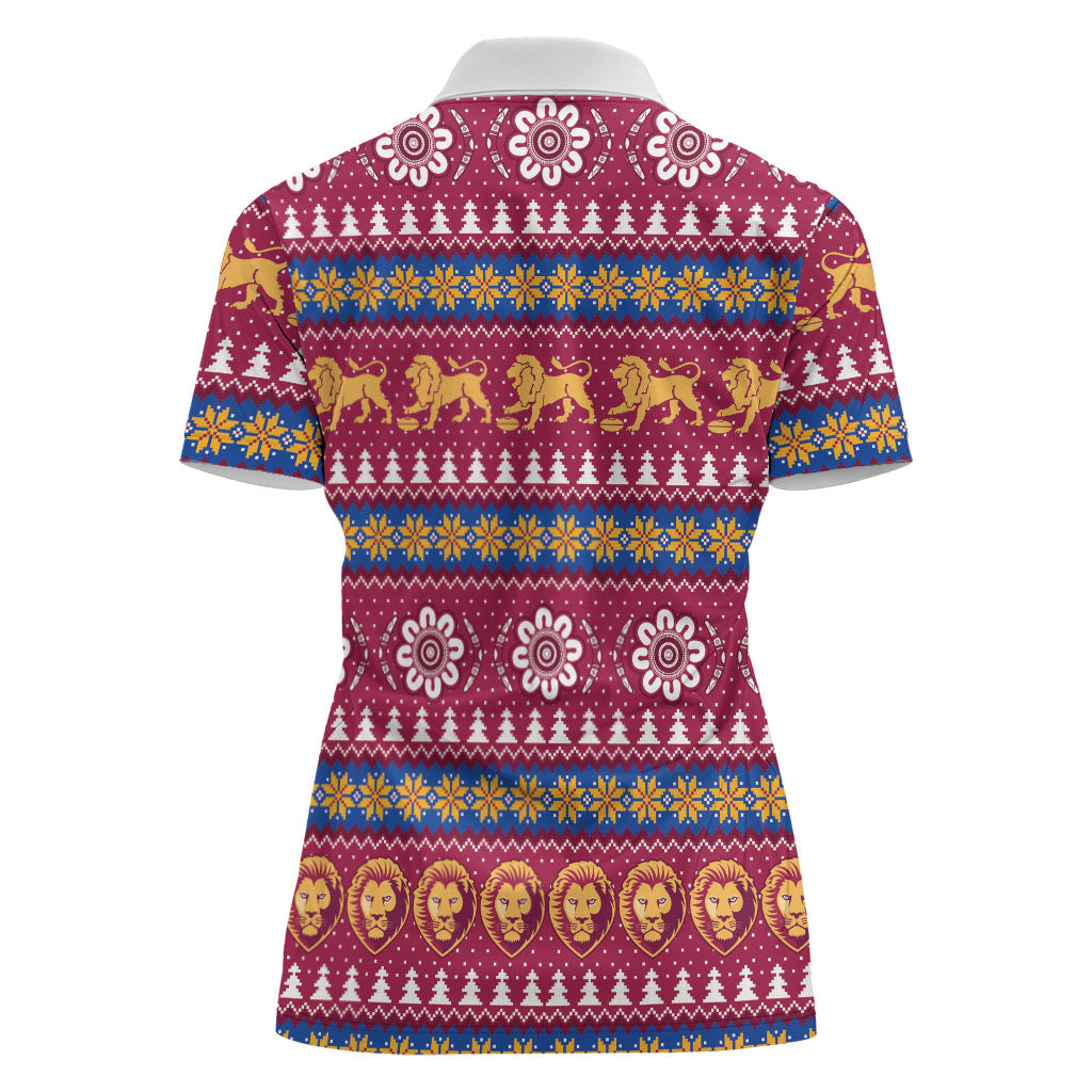 Brisbane Lions Football Christmas Women Polo Shirt Aboriginal Seamless Cardigan Inspired