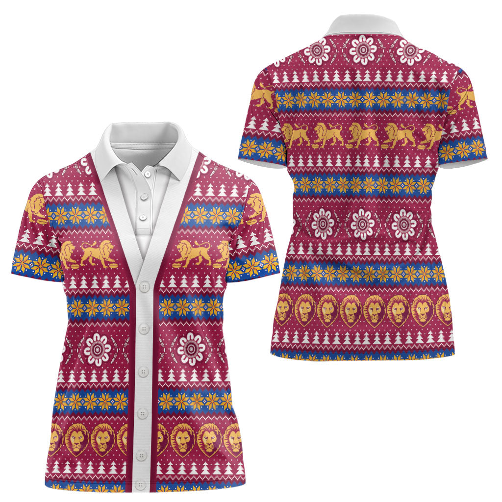 Brisbane Lions Football Christmas Women Polo Shirt Aboriginal Seamless Cardigan Inspired