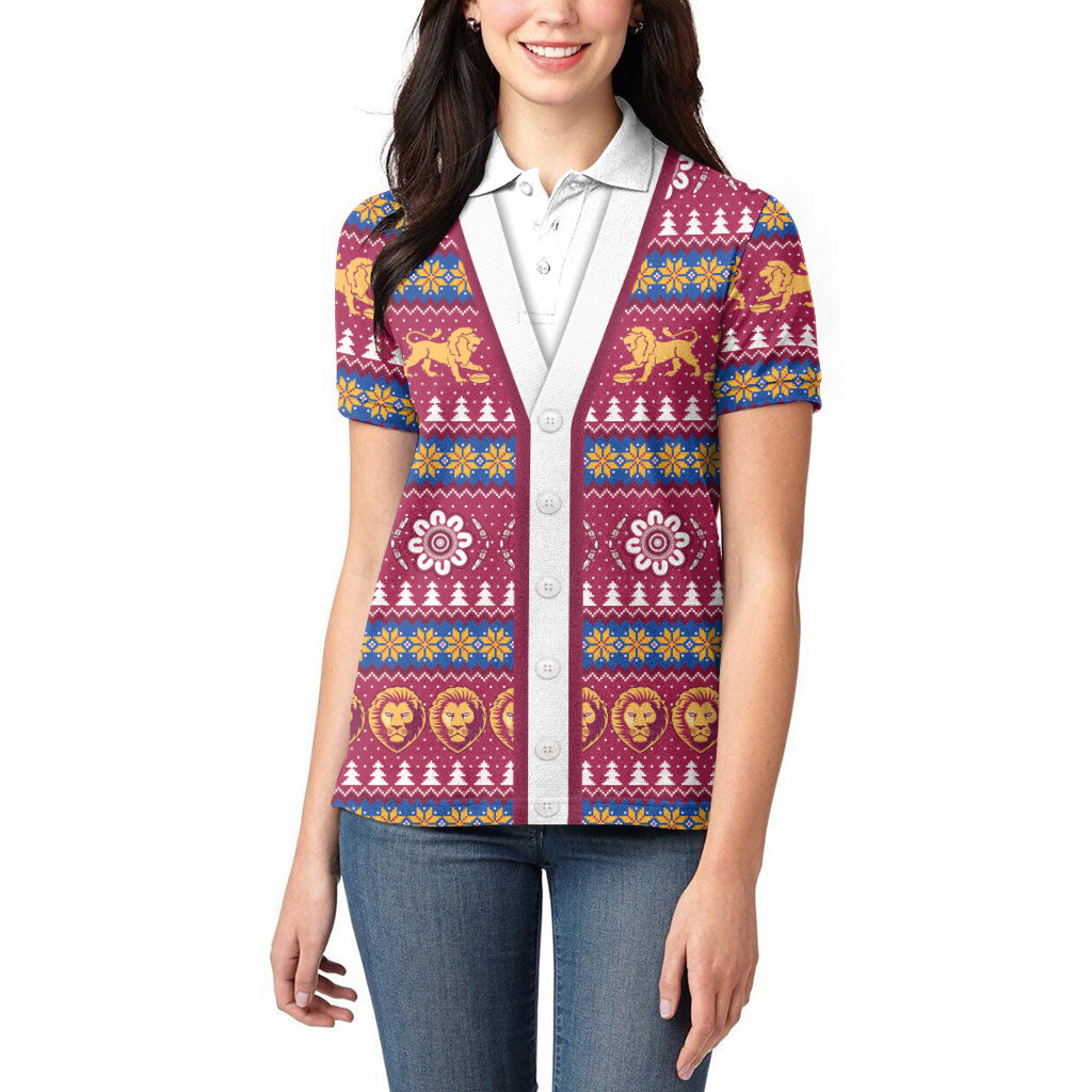 Brisbane Lions Football Christmas Women Polo Shirt Aboriginal Seamless Cardigan Inspired