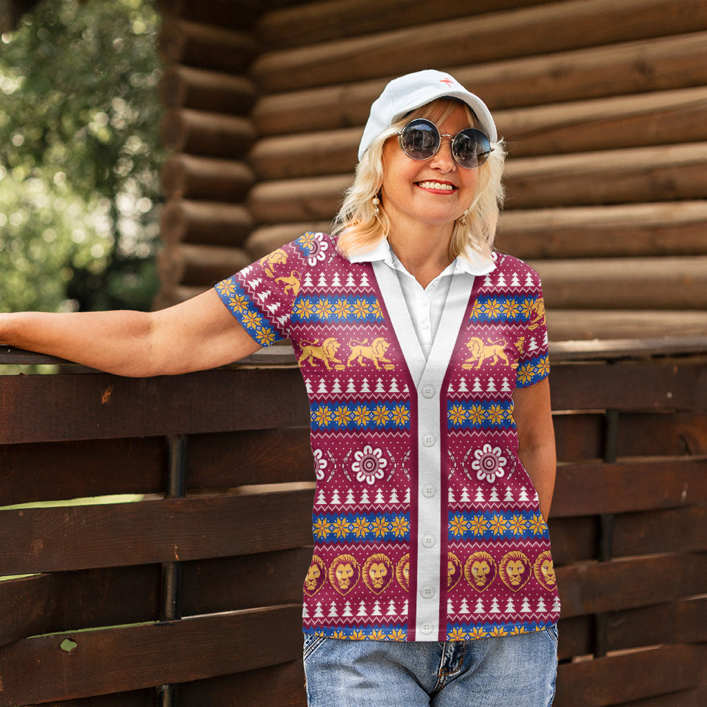 Brisbane Lions Football Christmas Women Polo Shirt Aboriginal Seamless Cardigan Inspired