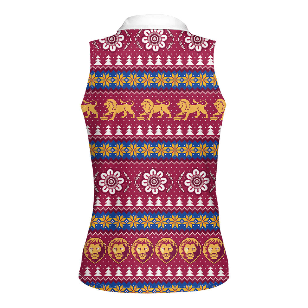 Brisbane Lions Football Christmas Women Sleeveless Polo Shirt Aboriginal Seamless Cardigan Inspired