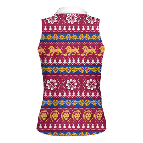 Brisbane Lions Football Christmas Women Sleeveless Polo Shirt Aboriginal Seamless Cardigan Inspired