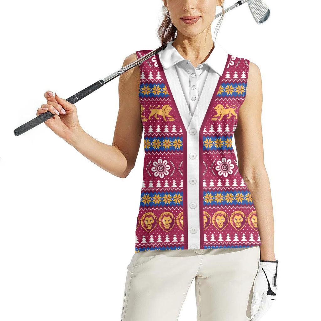 Brisbane Lions Football Christmas Women Sleeveless Polo Shirt Aboriginal Seamless Cardigan Inspired