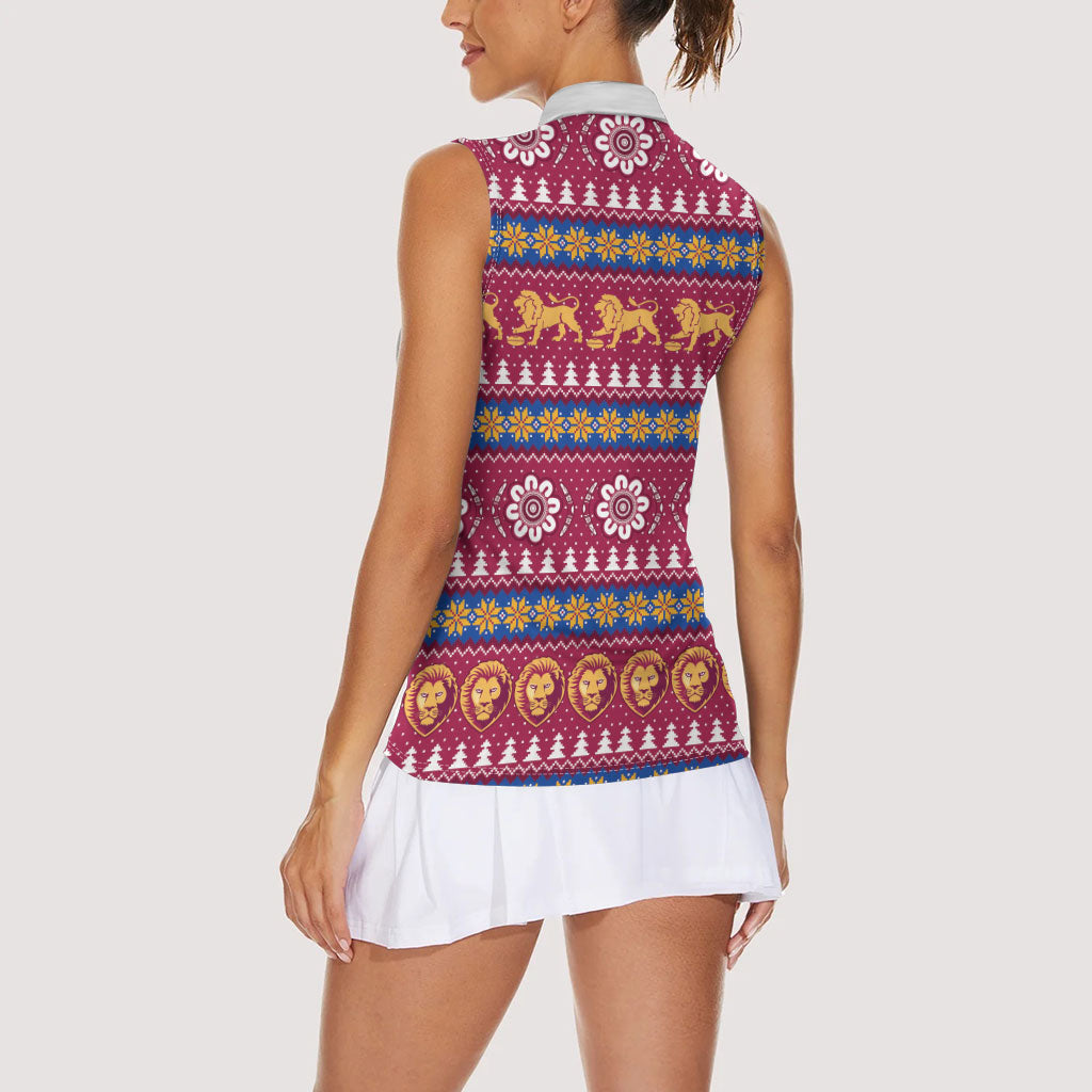 Brisbane Lions Football Christmas Women Sleeveless Polo Shirt Aboriginal Seamless Cardigan Inspired
