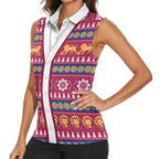 Brisbane Lions Football Christmas Women Sleeveless Polo Shirt Aboriginal Seamless Cardigan Inspired