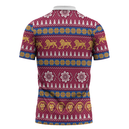 Brisbane Lions Football Christmas Zipper Polo Shirt Aboriginal Seamless Cardigan Inspired