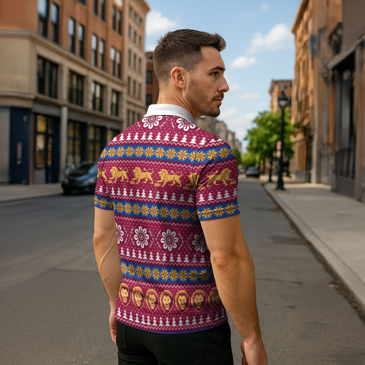 Brisbane Lions Football Christmas Zipper Polo Shirt Aboriginal Seamless Cardigan Inspired