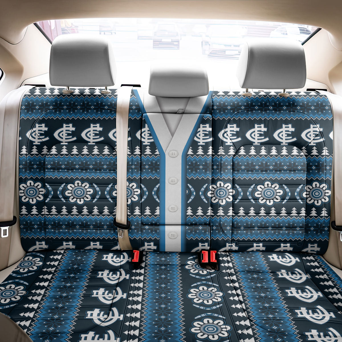 Blues Football Christmas Back Car Seat Cover Aboriginal Seamless Cardigan Inspired