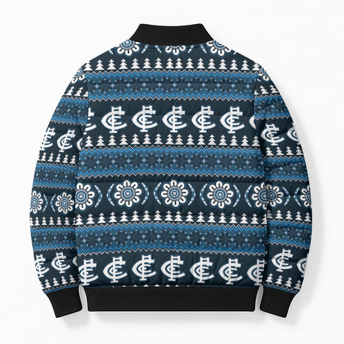 Blues Football Christmas Bomber Puffer Jacket Aboriginal Seamless Cardigan Inspired