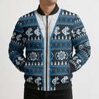 Blues Football Christmas Bomber Puffer Jacket Aboriginal Seamless Cardigan Inspired