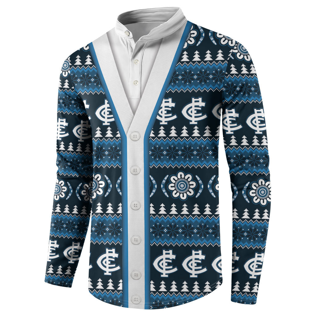 Blues Football Christmas Button Sweatshirt Aboriginal Seamless Cardigan Inspired