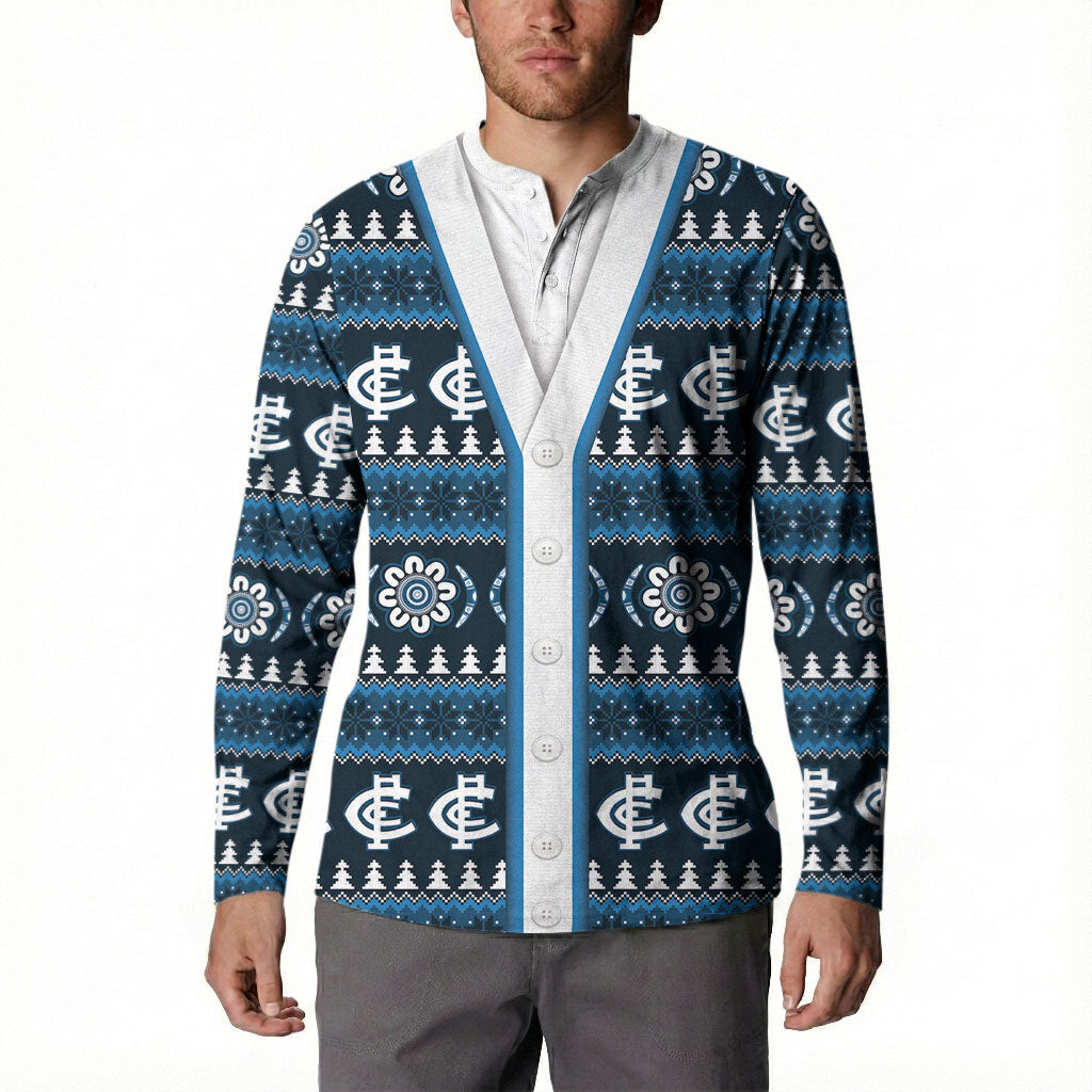 Blues Football Christmas Button Sweatshirt Aboriginal Seamless Cardigan Inspired