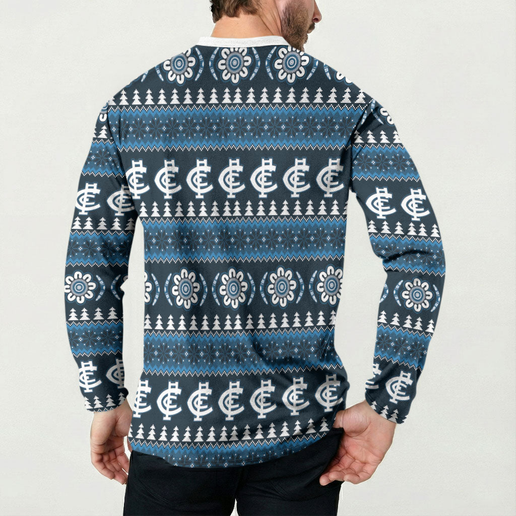 Blues Football Christmas Button Sweatshirt Aboriginal Seamless Cardigan Inspired