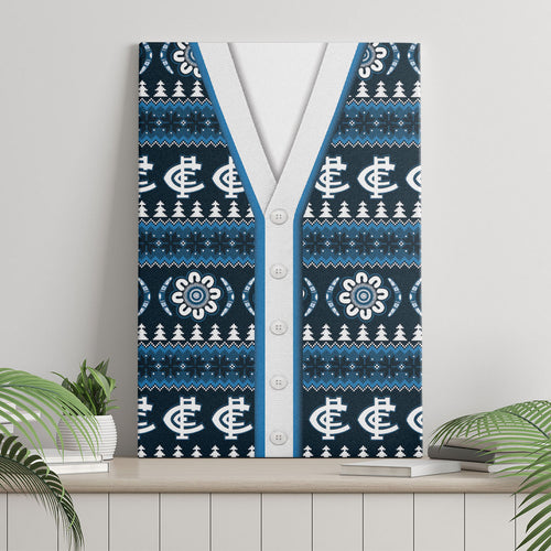 Blues Football Christmas Canvas Wall Art Aboriginal Seamless Cardigan Inspired