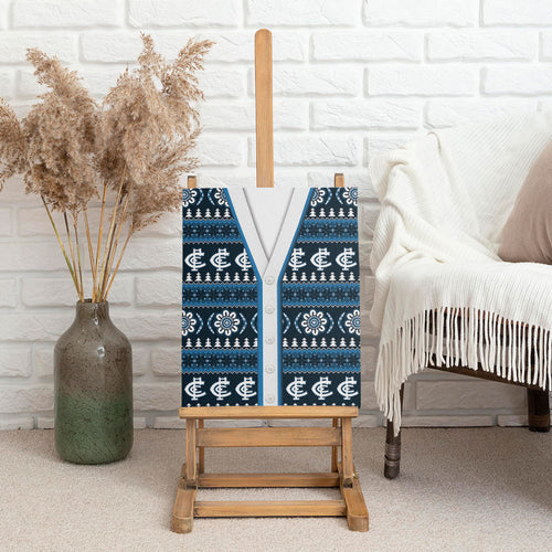 Blues Football Christmas Canvas Wall Art Aboriginal Seamless Cardigan Inspired