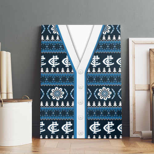 Blues Football Christmas Canvas Wall Art Aboriginal Seamless Cardigan Inspired