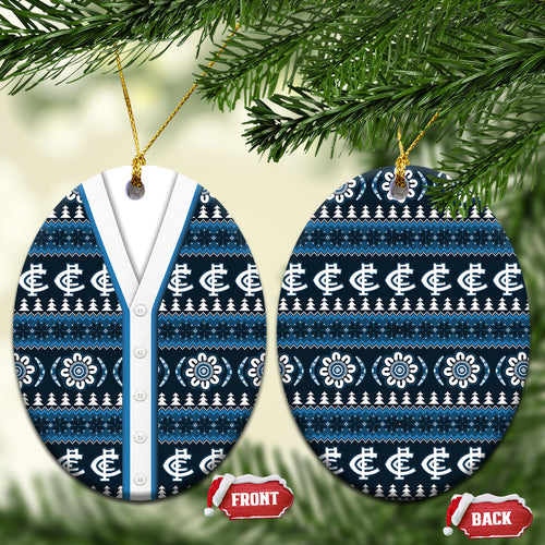 Blues Football Christmas Ceramic Ornament Aboriginal Seamless Cardigan Inspired