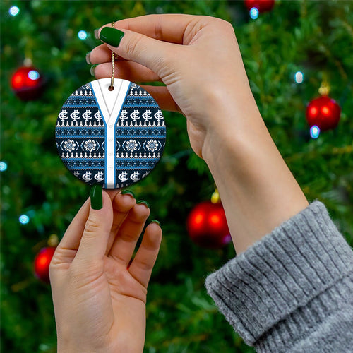 Blues Football Christmas Ceramic Ornament Aboriginal Seamless Cardigan Inspired
