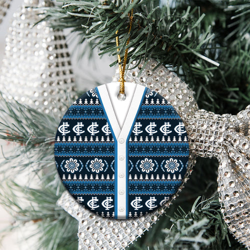 Blues Football Christmas Ceramic Ornament Aboriginal Seamless Cardigan Inspired
