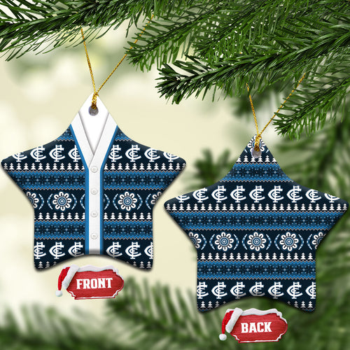 Blues Football Christmas Ceramic Ornament Aboriginal Seamless Cardigan Inspired