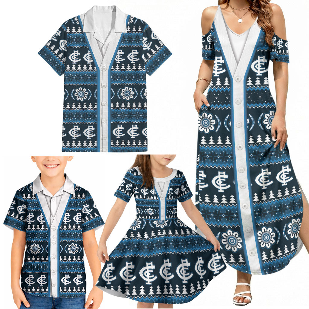 Blues Football Christmas Family Matching Summer Maxi Dress and Hawaiian Shirt Aboriginal Seamless Cardigan Inspired