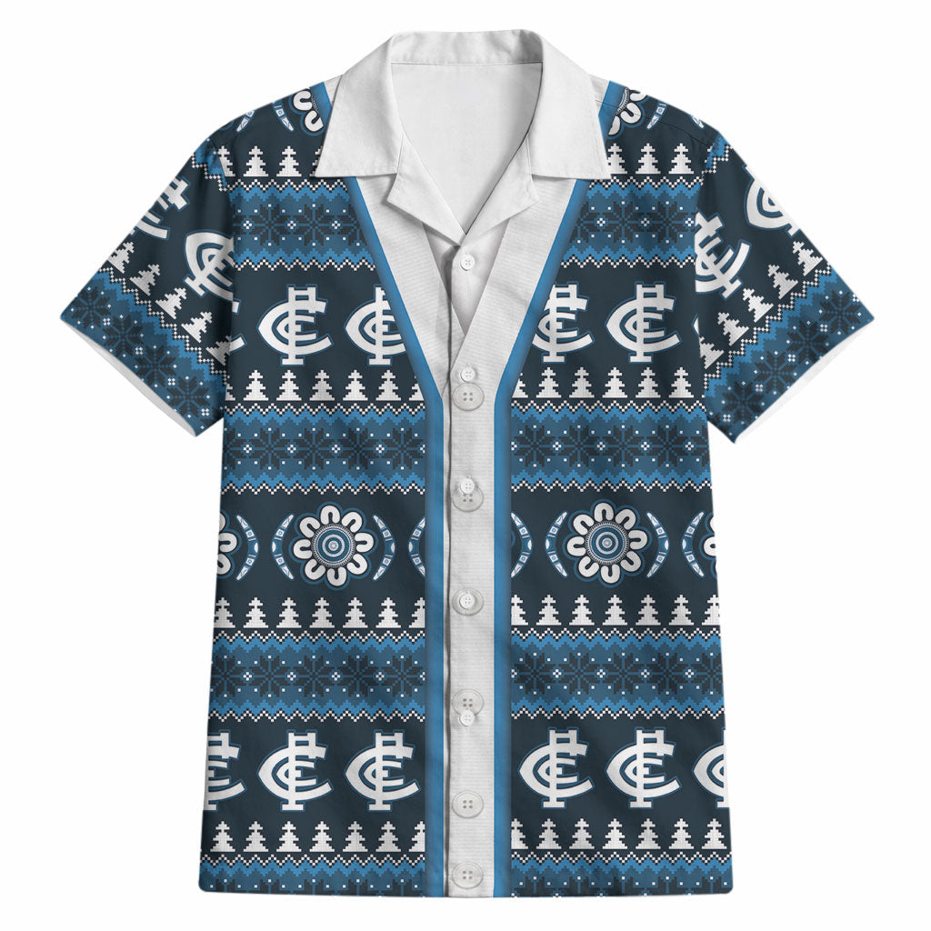 Blues Football Christmas Hawaiian Shirt Aboriginal Seamless Cardigan Inspired