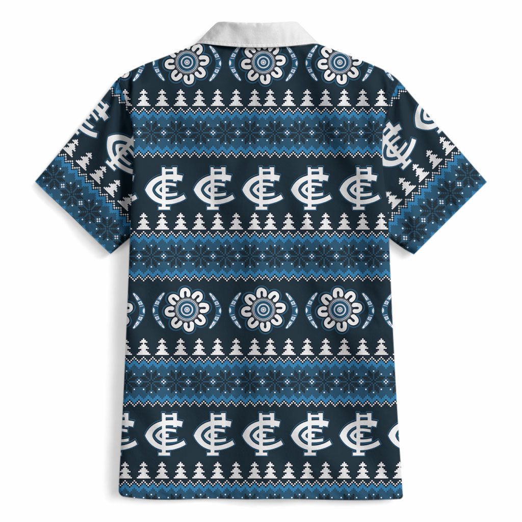 Blues Football Christmas Hawaiian Shirt Aboriginal Seamless Cardigan Inspired