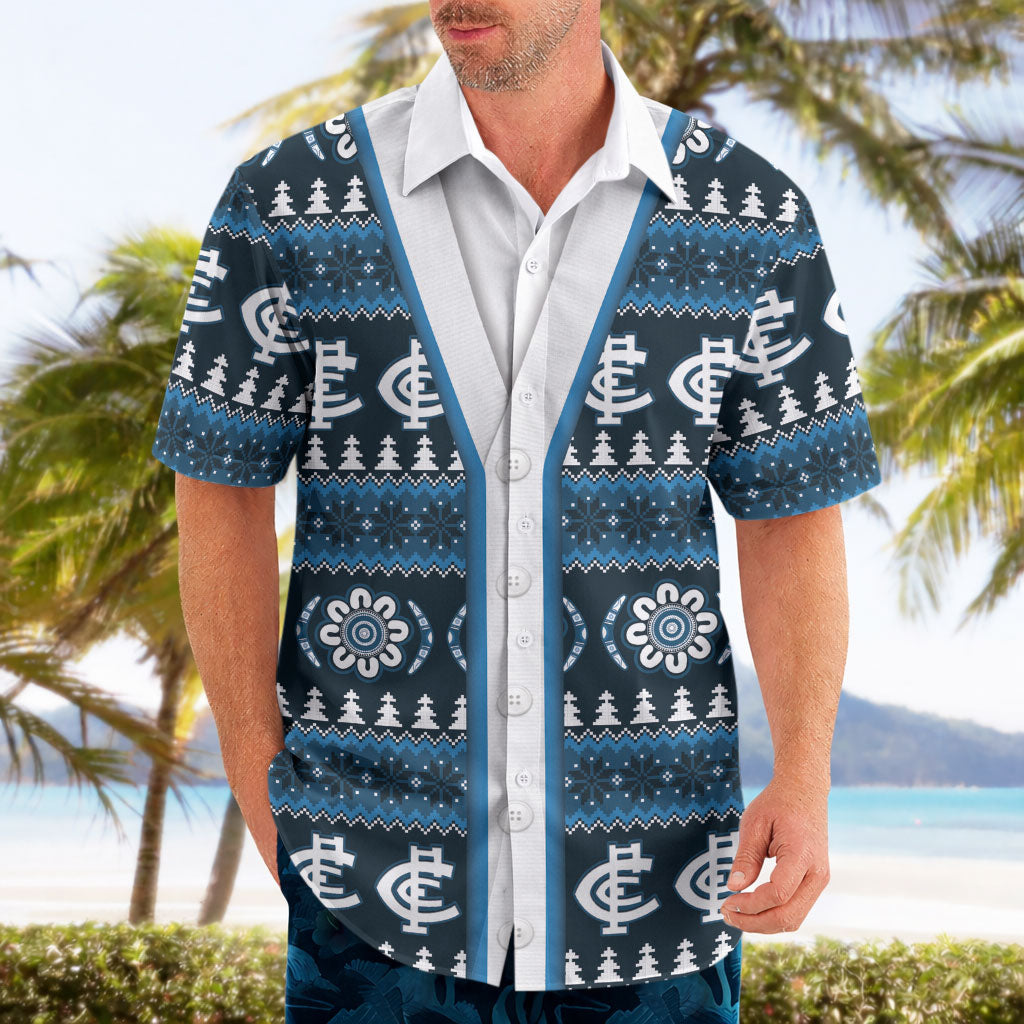 Blues Football Christmas Hawaiian Shirt Aboriginal Seamless Cardigan Inspired