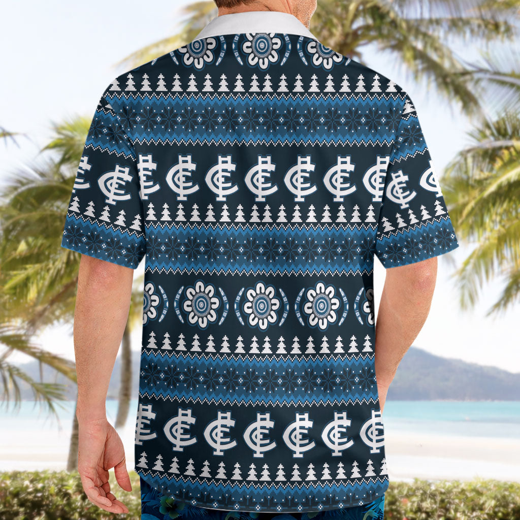Blues Football Christmas Hawaiian Shirt Aboriginal Seamless Cardigan Inspired