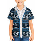 Blues Football Christmas Hawaiian Shirt Aboriginal Seamless Cardigan Inspired