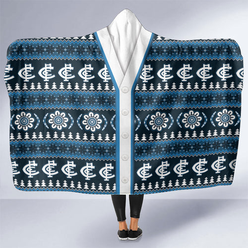 Blues Football Christmas Hooded Blanket Aboriginal Seamless Cardigan Inspired