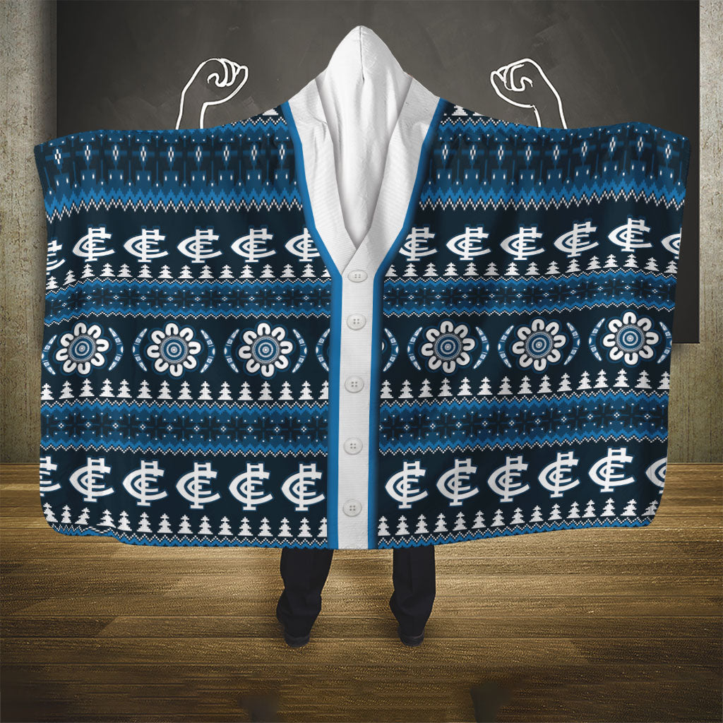 Blues Football Christmas Hooded Blanket Aboriginal Seamless Cardigan Inspired