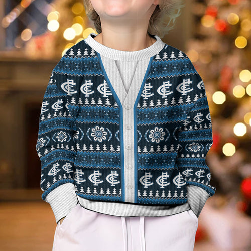 Blues Football Christmas Kid Ugly Christmas Sweater Aboriginal Seamless Cardigan Inspired