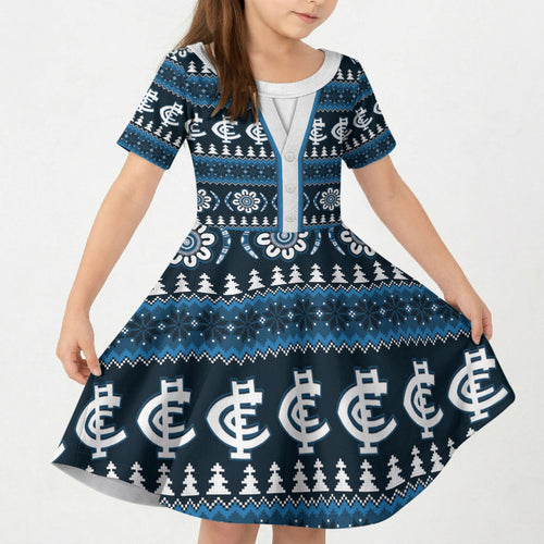 Blues Football Christmas Kid Short Sleeve Dress Aboriginal Seamless Cardigan Inspired