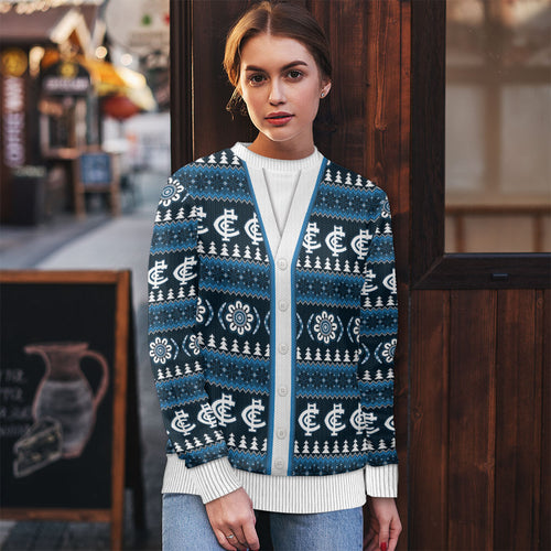 Blues Football Christmas Ugly Christmas Sweater Aboriginal Seamless Cardigan Inspired