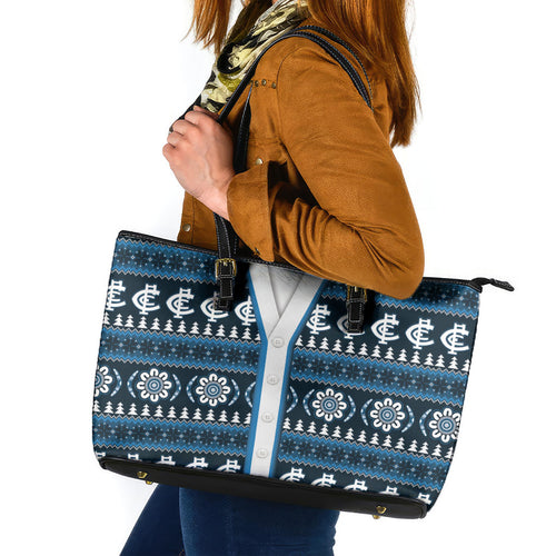 Blues Football Christmas Leather Tote Bag Aboriginal Seamless Cardigan Inspired