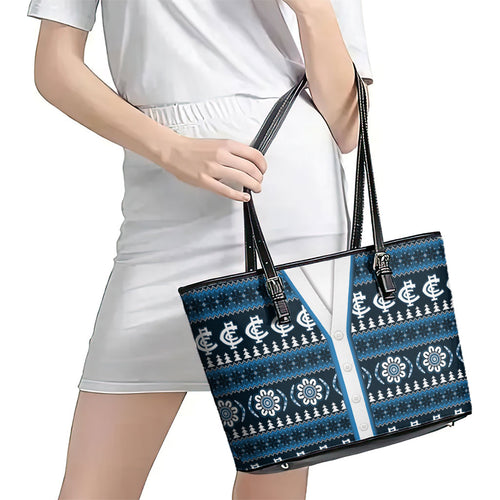 Blues Football Christmas Leather Tote Bag Aboriginal Seamless Cardigan Inspired