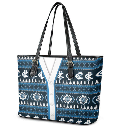 Blues Football Christmas Leather Tote Bag Aboriginal Seamless Cardigan Inspired