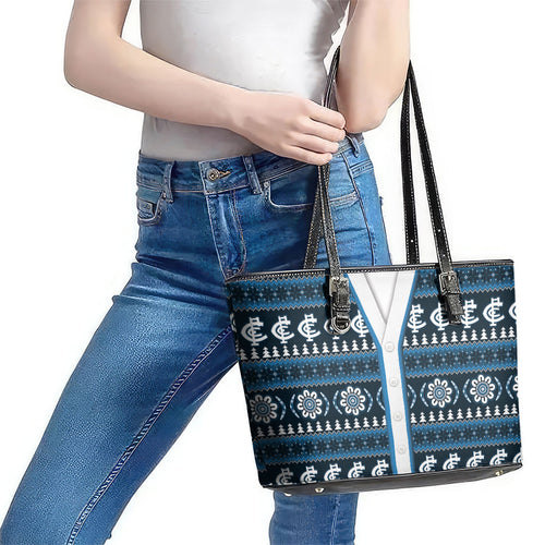 Blues Football Christmas Leather Tote Bag Aboriginal Seamless Cardigan Inspired