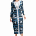 Blues Football Christmas Long Sleeve Bodycon Dress Aboriginal Seamless Cardigan Inspired