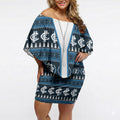 Blues Football Christmas Off Shoulder Short Dress Aboriginal Seamless Cardigan Inspired