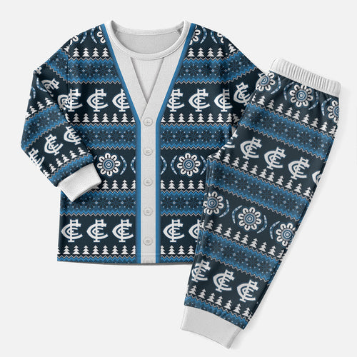 Blues Football Christmas Pajama Set Aboriginal Seamless Cardigan Inspired