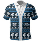 Blues Football Christmas Polo Shirt Aboriginal Seamless Cardigan Inspired