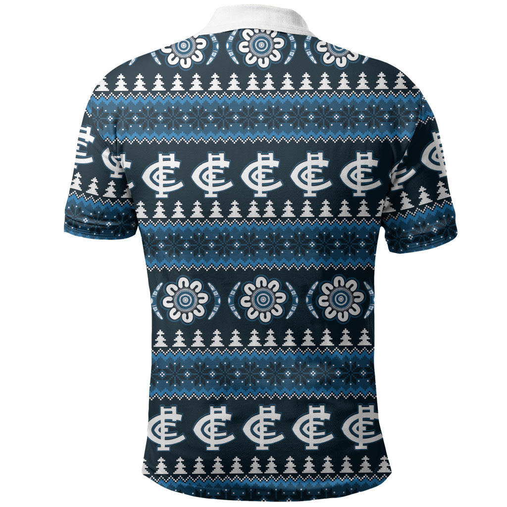 Blues Football Christmas Polo Shirt Aboriginal Seamless Cardigan Inspired
