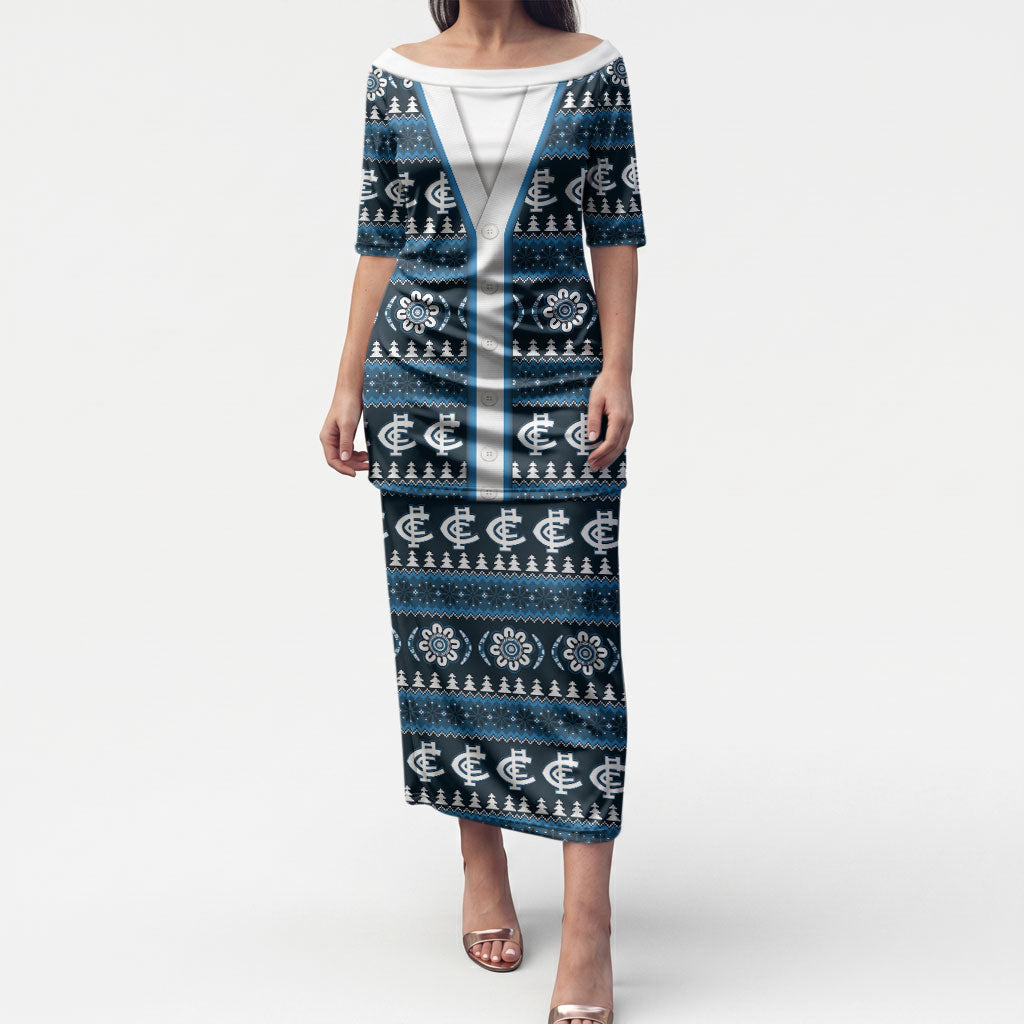 Blues Football Christmas Puletasi Aboriginal Seamless Cardigan Inspired