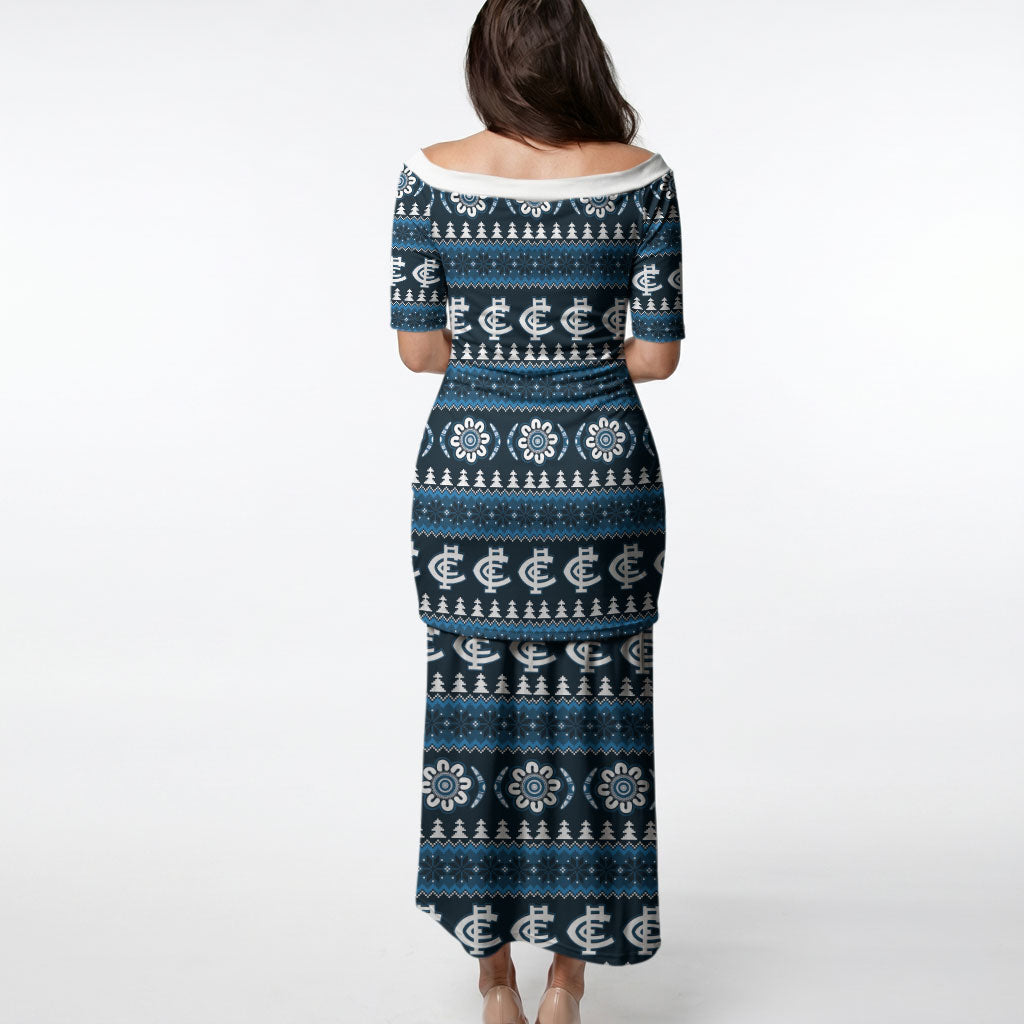 Blues Football Christmas Puletasi Aboriginal Seamless Cardigan Inspired