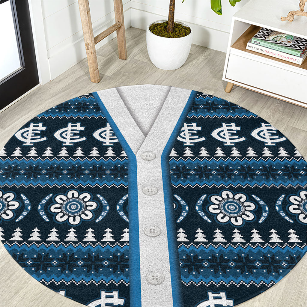Blues Football Christmas Round Carpet Aboriginal Seamless Cardigan Inspired