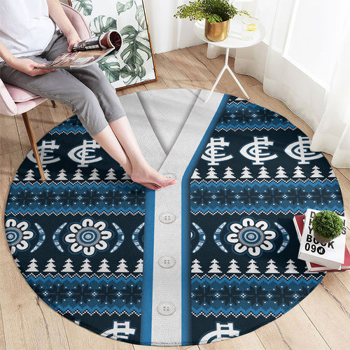 Blues Football Christmas Round Carpet Aboriginal Seamless Cardigan Inspired