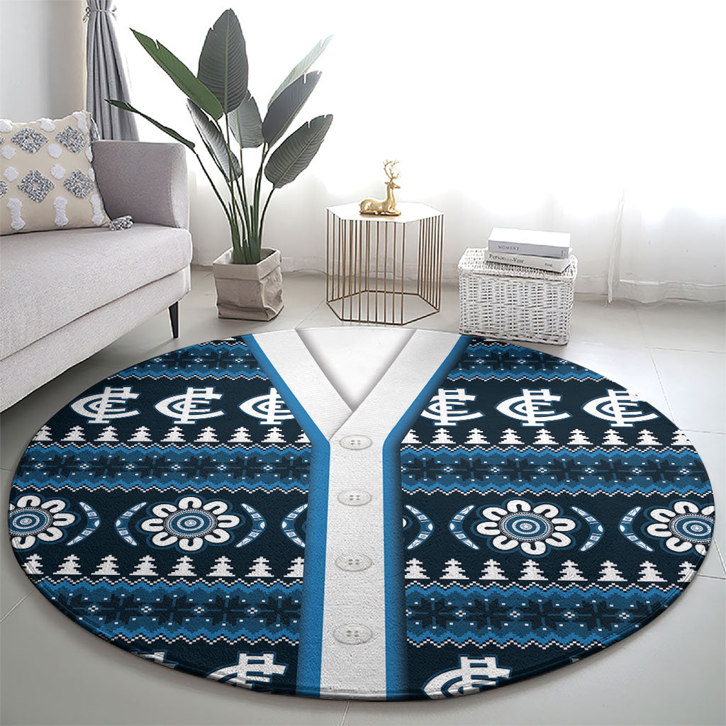 Blues Football Christmas Round Carpet Aboriginal Seamless Cardigan Inspired