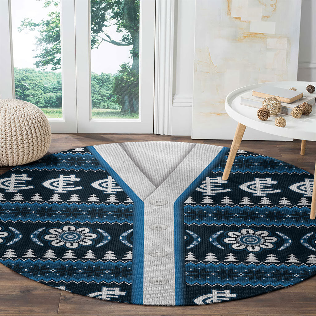 Blues Football Christmas Round Carpet Aboriginal Seamless Cardigan Inspired